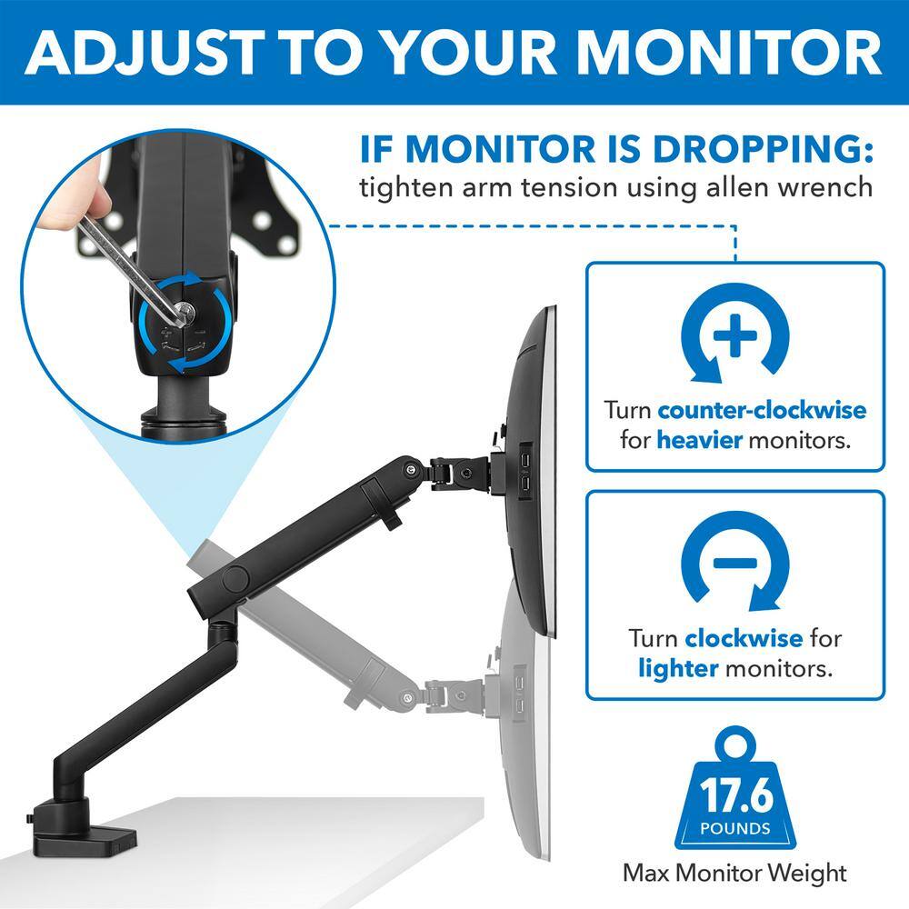 Black Adjustable Dual Monitor Desk Mount with Steel Arms