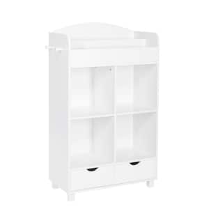 Kids White Cubby Storage Cabinet with Bookrack