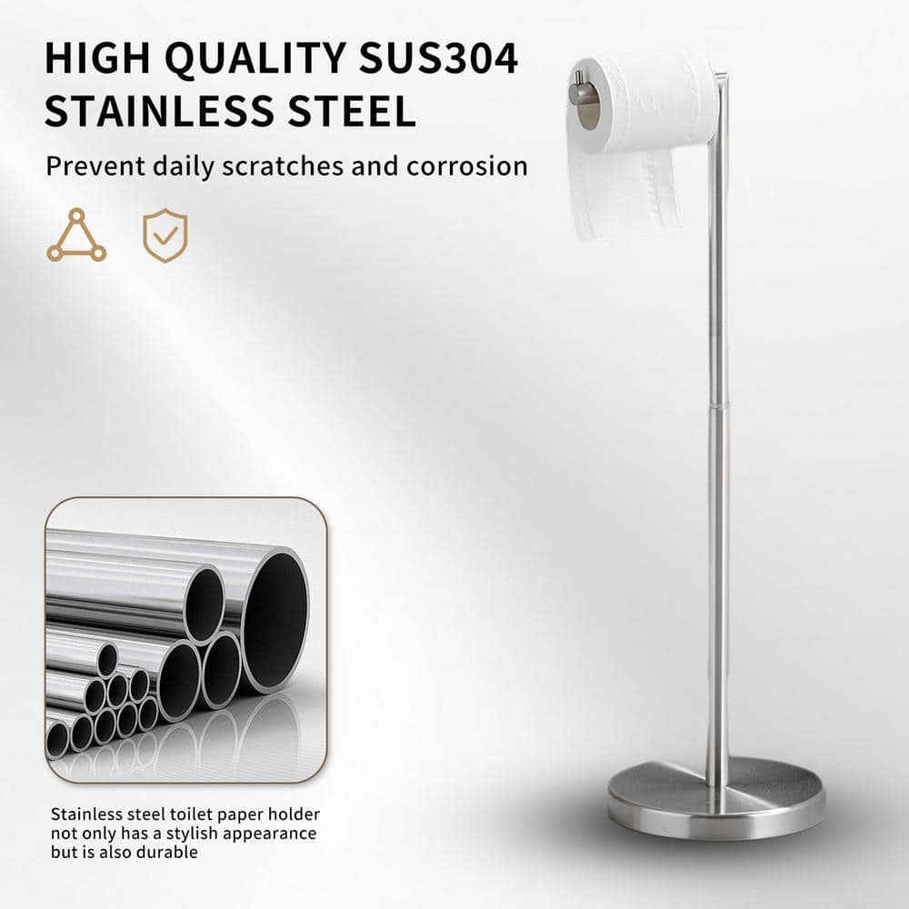 Nickel Freestanding Stainless Steel Toilet Paper Holder with Shelf
