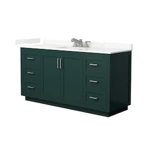Miranda 66 in. W x 22 in. D x 33.75 in. H Single Bath Vanity in Green with Giotto Qt. Top