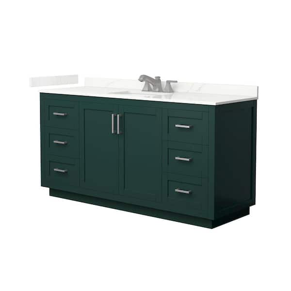 Wyndham Collection Miranda 66 in. W x 22 in. D x 33.75 in. H Single Bath Vanity in Green with Giotto Qt. Top