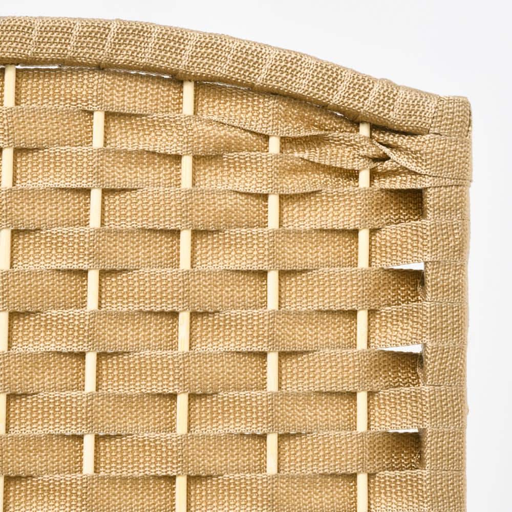 Nature Wood 4-Panel Folding Privacy Screen with Polypropylene Weave