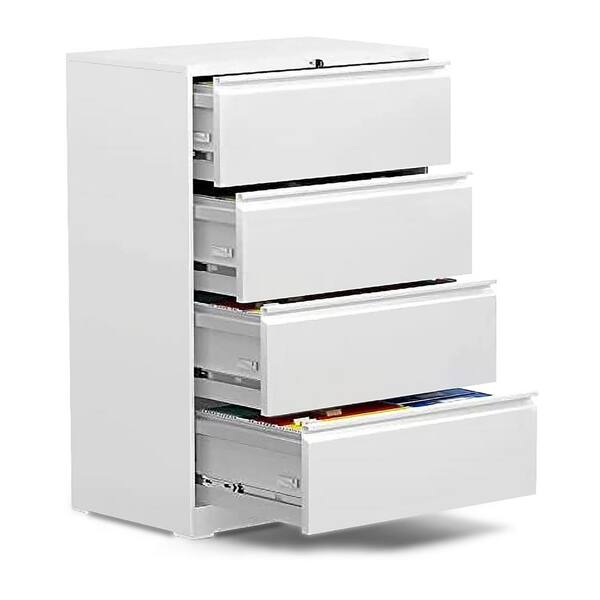 Aobabo Mobile File Cabinet 3-Drawer Pedestal with Lock for Storage Use for Home Office and Business Enterprise Letter/Legal Size White 