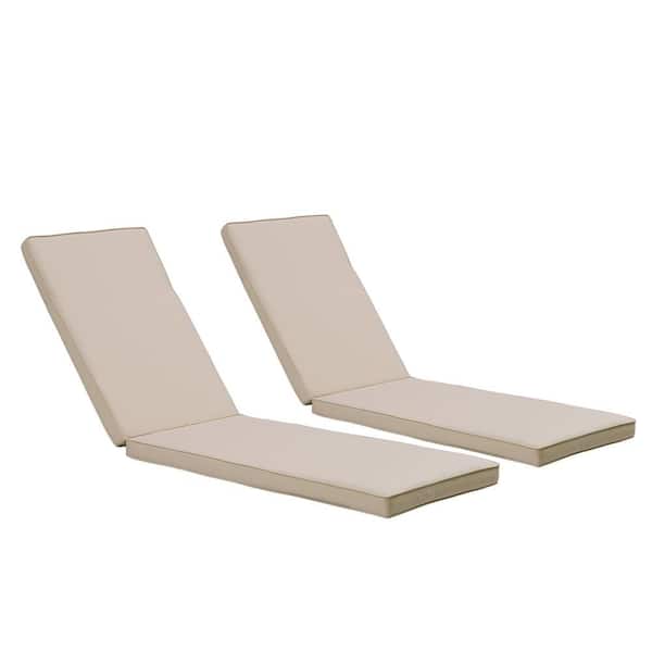Unbranded 74.5 in. x 22 in. Outdoor Replacement Chaise Lounge Seat Cushion, Khaki, 2-Pack