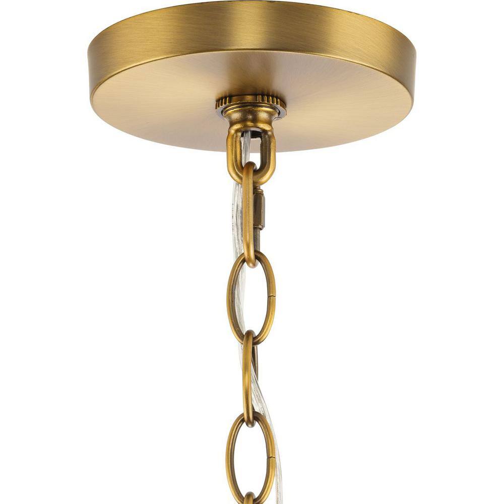 Gilliam Vintage Brass 3-Light Foyer Chandelier with Clear Glass