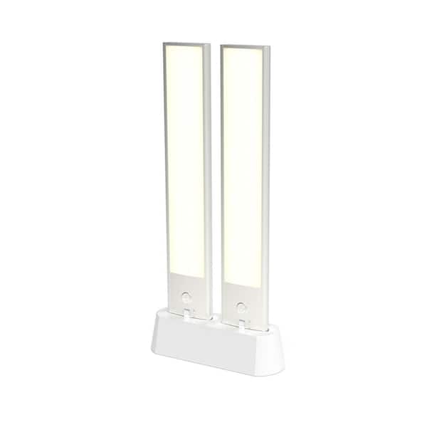Commercial Electric 9 in. USB Rechargeable Silver Integrated LED Under Cabinet Light (2-Pack)