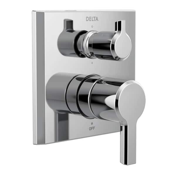 Delta Pivotal 2-Handle Wall-Mount 6-Setting Integrated Diverter Trim Kit in Lumicoat Chrome (Valve Not Included)
