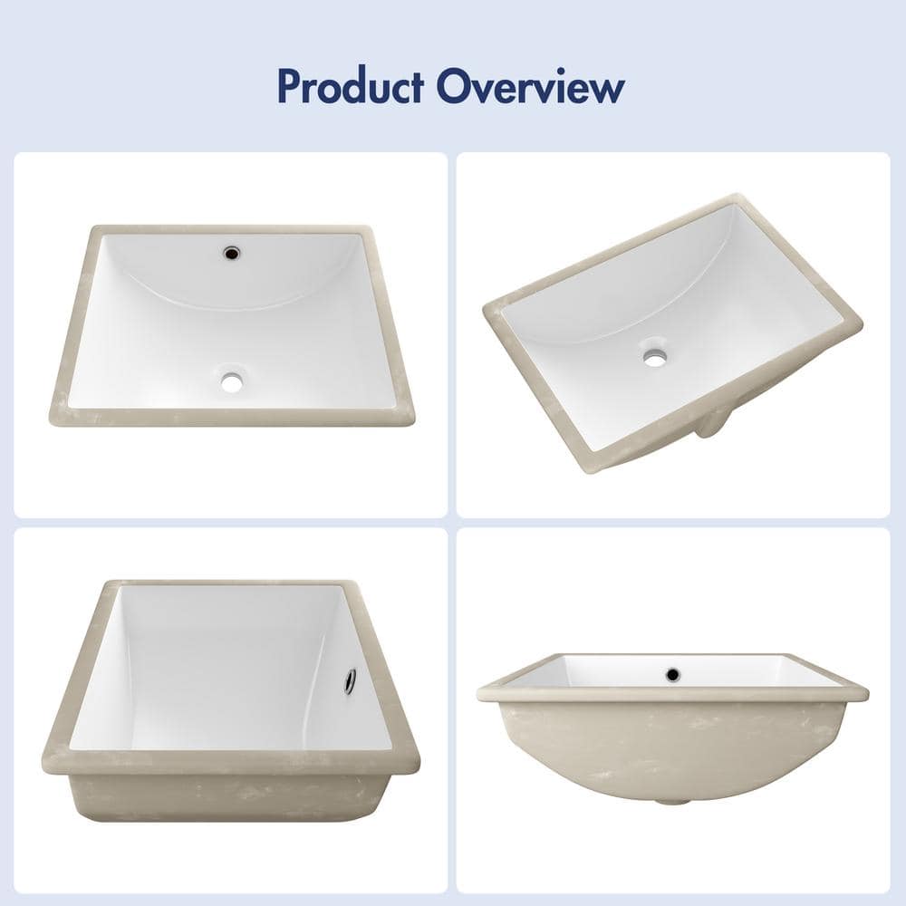 Denbigh 21'' White Ceramic Rectangular Undermount Sink