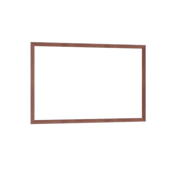 48 in. W x 32 in. H Rectangular Framed Wall Bathroom Vanity Mirror in Walnut