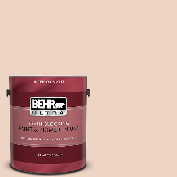 BEHR ULTRA 1 gal. #UL130-11 Iced Apricot Matte Interior Paint and Primer in One