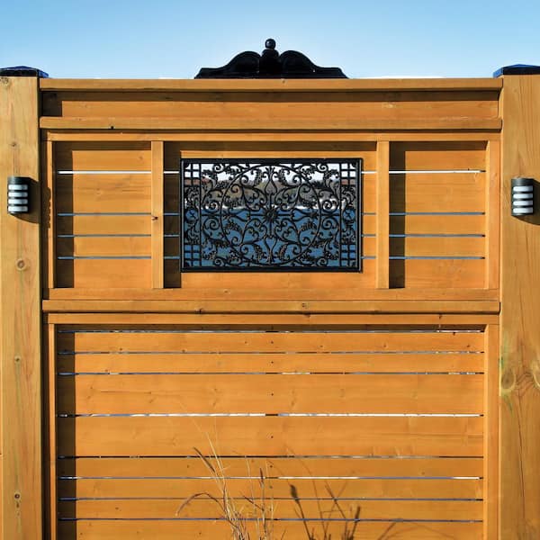 15 in. x 24 in. Black Cast Aluminum Rectangular Insert for Wooden Gate or Fence