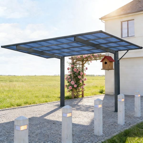 17.44 ft. x 9 ft. x 11 ft. Outdoor Single Carport with Aluminum Metal Frame and Polycarbonate Roof