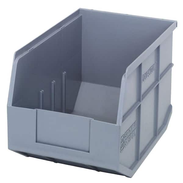 QUANTUM STORAGE SYSTEMS Stackable Shelf 12-Qt. Storage Tote in Gray (6-Pack)