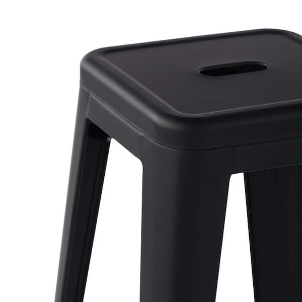 Zolnes 29 in. Black Backless Metal Frame Bar Stool with Metal Seat Set of 40