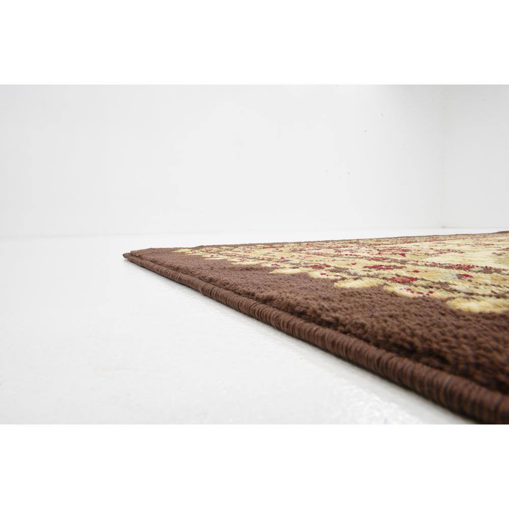 Elegant Brown Synthetic 6' x 9' Easy-Care Rectangular Rug