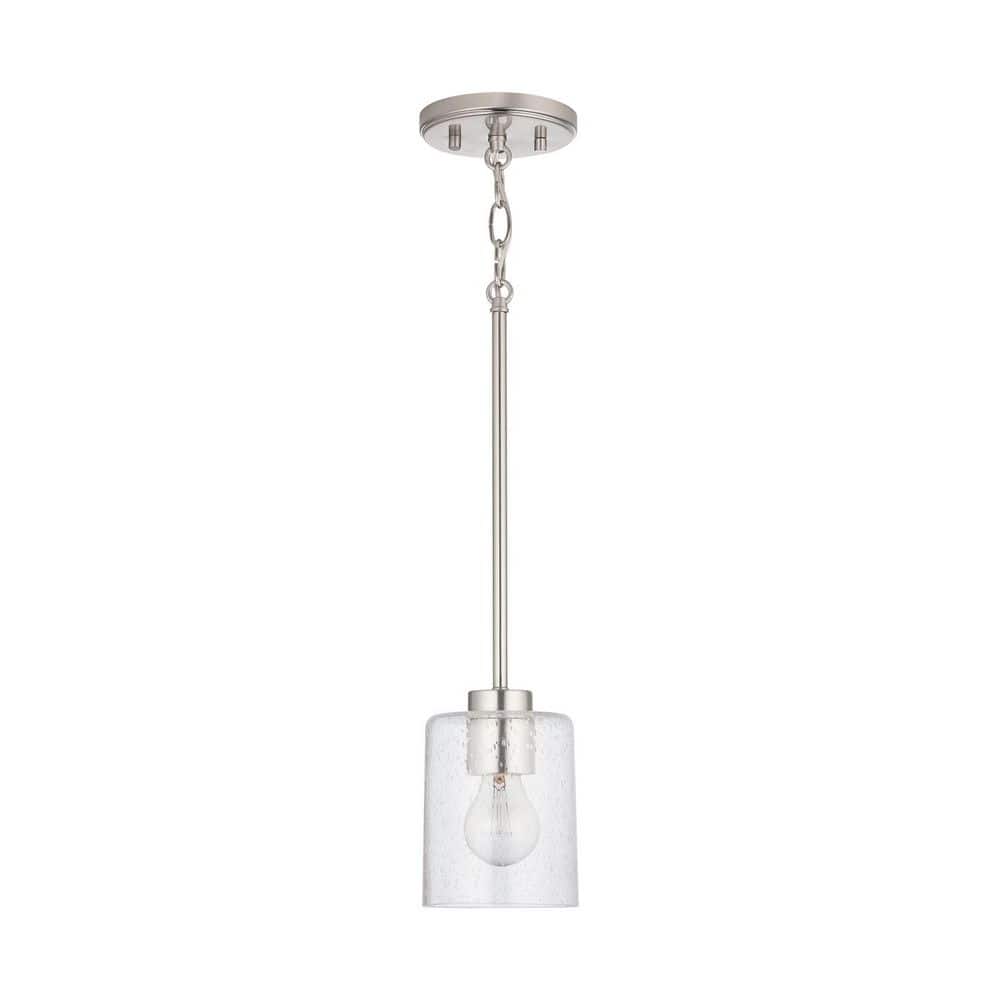 Greyson 5 in. W x 7 in. H 1-Light Clear Seeded Glass Pendant in Brushed Nickel price history on PriceWatchPro