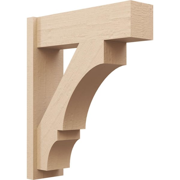 Ekena Millwork 8 in. x 32 in. x 26 in. Balboa Block Rough Cedar Woodgrain Timberthane Polyurethane Outlooker, Primed Tan