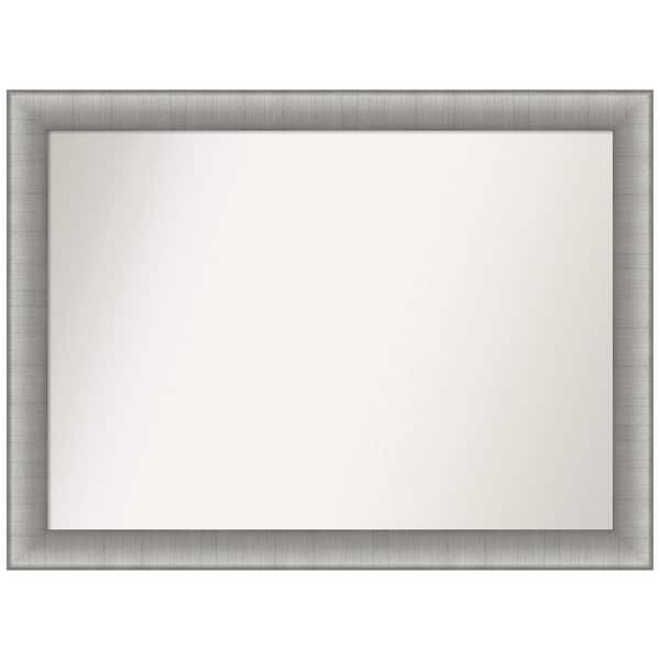 Amanti Art Elegant Brushed Pewter 42.75 in. W x 31.75 in. H Rectangle Non-Beveled Framed Wall Mirror in Silver
