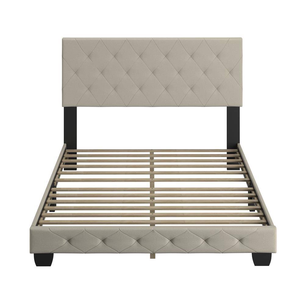 Chloe Gray Linen Upholstered Platform Bed Frame with Tufted Headboard