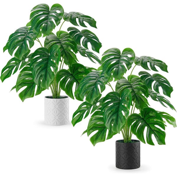 Cubilan 2 .3 ft. Green Artificial Monstera Plants in Pot, (2-Pack)