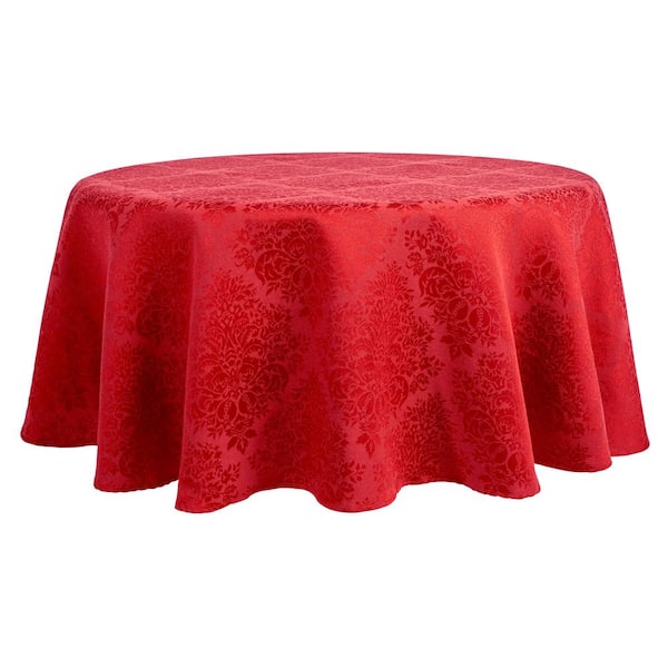 TOWN & COUNTRY LIVING Lexington 70 in. W x 70 in. L Ruby Damask Cotton Blend Tablecloth
