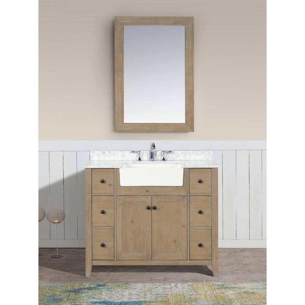 Sally 42'' Weathered Fir Bathroom Vanity with Marble Top