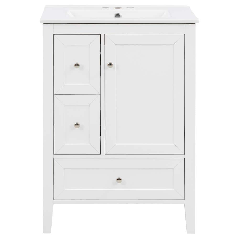 24in. W in Single of Sink Soft Close Drawer Vanity White Bath Vanity with White Ceramic Top Basin price history on PriceWatchPro