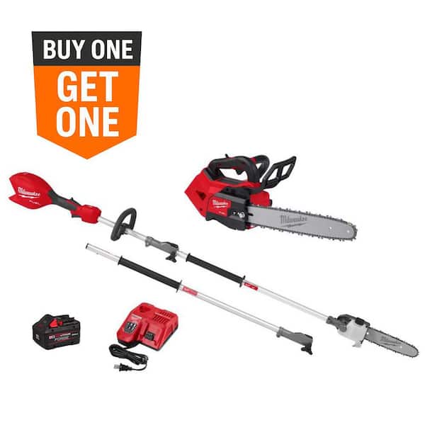 M18 FUEL 14 in Top Handle 18V Battery Powered Brushless Cordless Chainsaw w/ QUIK-LOK Pole Saw, 8.0 Ah Battery, Charger