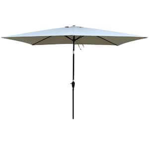 9 ft. x 6 ft. Steel Market Rectangular Patio Umbrella in Frozen Dew Crank and Push Button Tilt