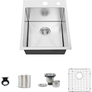 15 in. Undermount Single Bowl Stainless Steel Kitchen Sink with Accessories