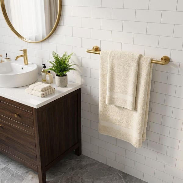 1 Pack 20 in. Stainless Steel Wall Mounted Single Towel Bar in Gold