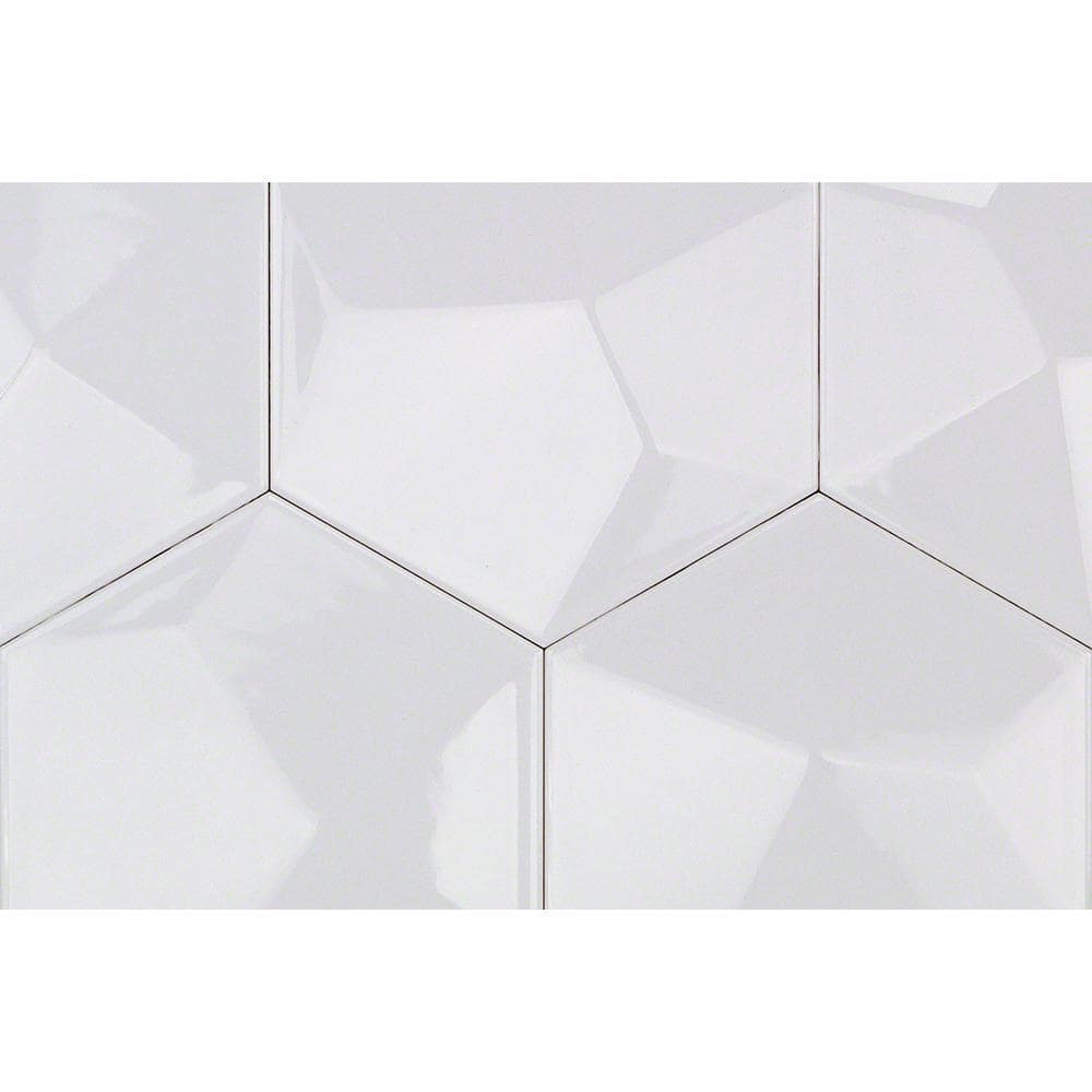 David Collection Polished White Ceramic Hexagon Wall Tile
