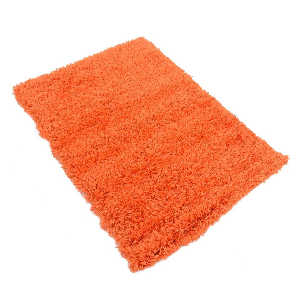 Tiger Orange Rectangular Synthetic Shag Area Rug 2'2" x 3'1"