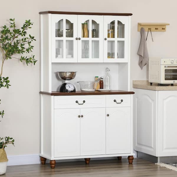 HOMCOM White Wood 23.5 in. Pantry Cabinet with Drawer and Adjustable  Shelves 835-946V80WT - The Home Depot