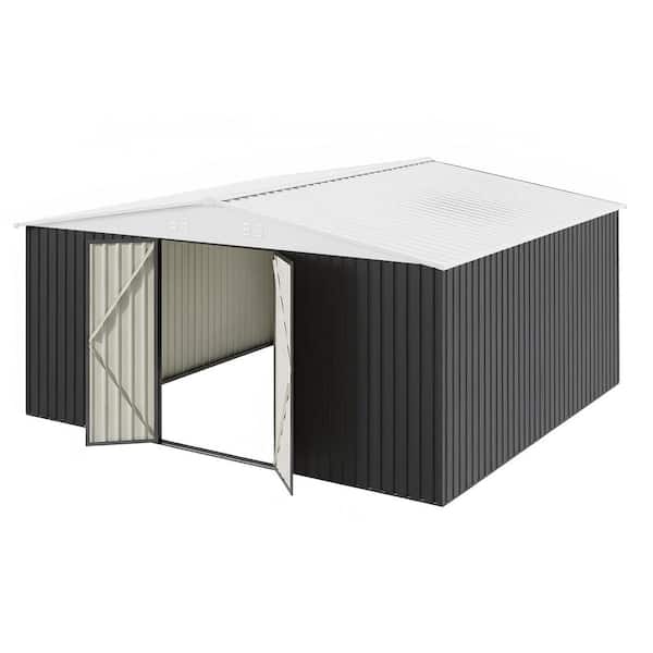 PABIMIA 14 ft. x 12 ft. Heavy-Duty Steel Outdoor Storage Shed with
