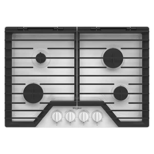 30 in. 4-Burners Recessed Gas Cooktop in White with EZ-2-Lift Hinged Cast-Iron Grates