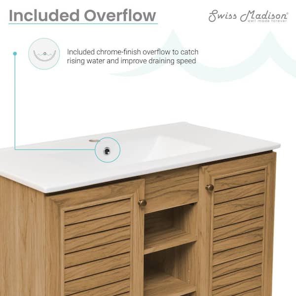 Swiss Madison Bron 36 in. Bathroom Vanity in Oak SM-BV374 - The Swiss Madison Bron 36 in. Bathroom Vanity in Oak SM-BV374 - The