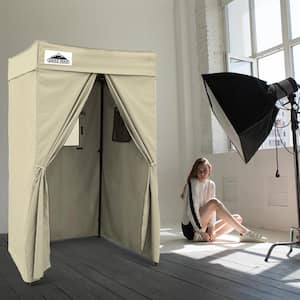 Flat Top 4 ft. x 4 ft. Outdoor Pop Up Shower Privacy Tent Dressing Changing Room, Cream