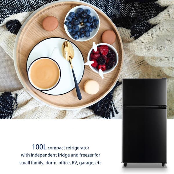 3.5 cu. ft. Manual Defrost Mini Upright Freezer in Black with Dual Door Adjustable Shelves Dorm Refrigerator Home