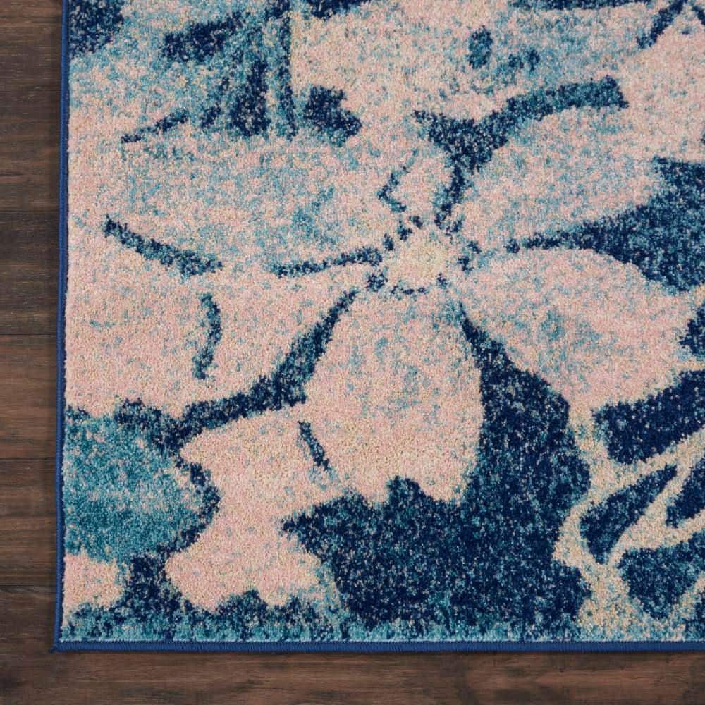 Navy Pink Floral Elegance Viscose 6' x 9' Area Rug