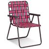 6-Piece Steel Folding Portable Beach Lawn Chair with Webbing Seat, Red