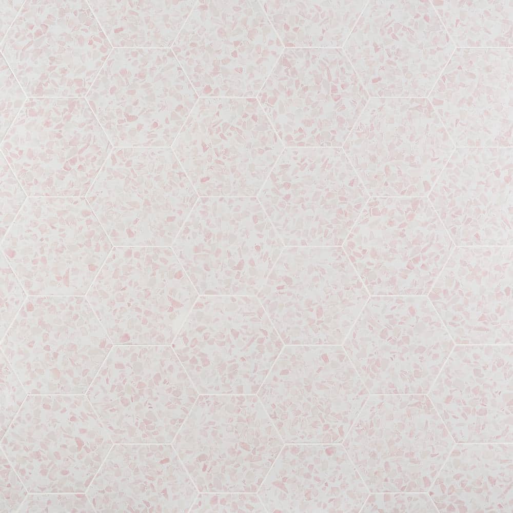 Pink Hexagon Terrazzo Look Porcelain Floor & Wall Tile