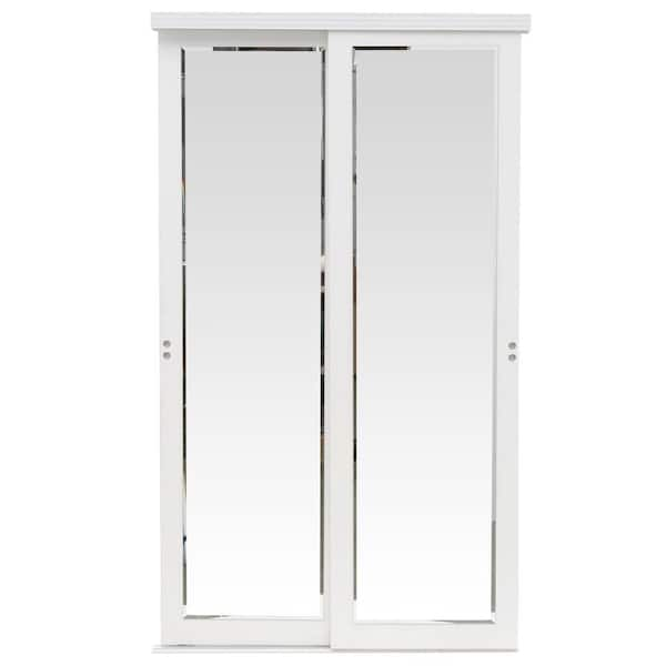 Impact Plus 48 in. x 96 in. Mir-Mel Primed Mirror Solid Core MDF Interior Closet Sliding Door with Primed Trim