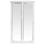 72 in. x 80 in. Mir-Mel Mirror Solid Core White MDF Interior Closet Sliding Door with White Trim