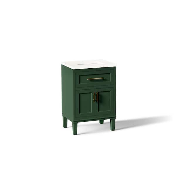 Chesil 24 in. Single Sink Freestanding Emerald Green Bath Vanity with Bianco Bella Quartz Top Assembled