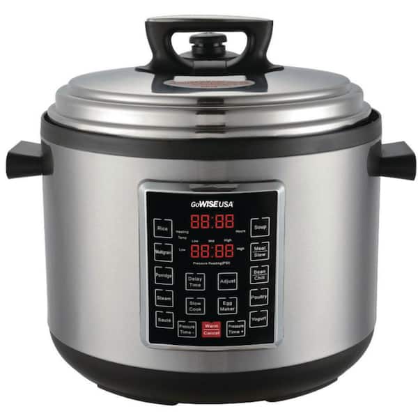 GoWISE USA 14 Qt. Stainless Steel Electric Pressure Cooker XXL with Ceramic Pot