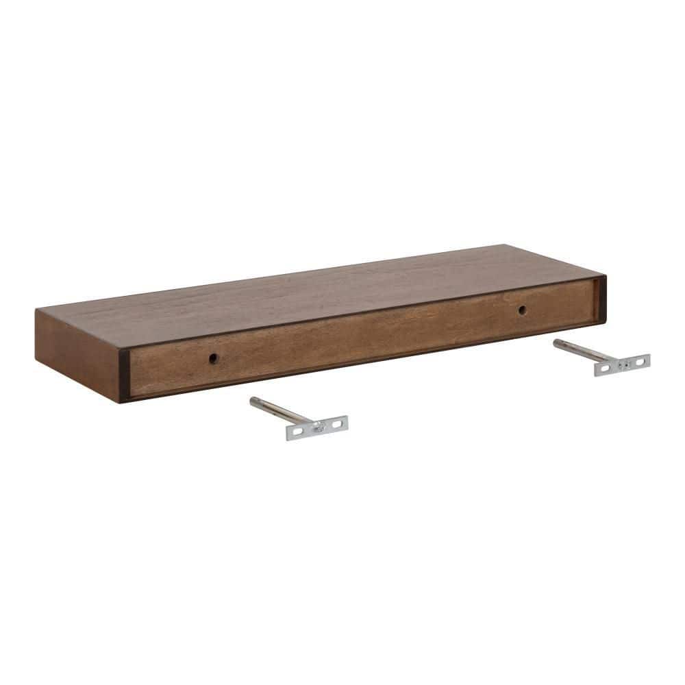 Havlock 30" Rustic Brown Solid Wood Floating Wall Shelves