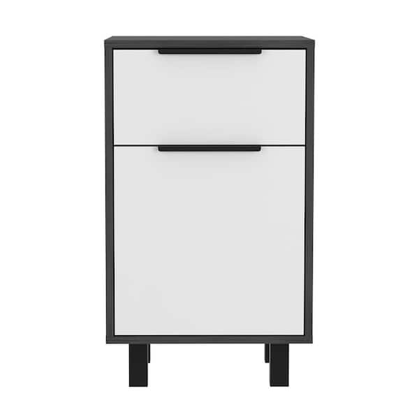 BOAHAUS Murcia Smokey Oak and White 2 Drawer 18 in. W Nightstand