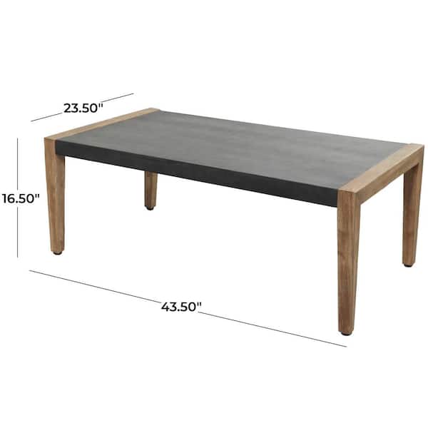 17 in. Dark Grey Rectangle Wood Contemporary Outdoor Coffee Table