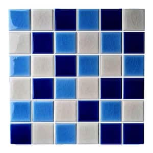 Monet Blue 12 in. x 12 in. Square Mosaic Glazed Porcelain Decorative Pool Tile (15 sq. ft./Case)